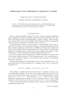 CHEBOTAREV-TYPE THEOREMS IN HOMOLOGY CLASSES Mark Pollicott and Richard Sharp