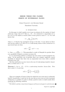 ERROR TERMS FOR CLOSED ORBITS OF HYPERBOLIC FLOWS Manchester University