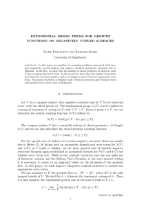 EXPONENTIAL ERROR TERMS FOR GROWTH FUNCTIONS ON NEGATIVELY CURVED SURFACES