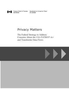 Privacy Matters  The Federal Strategy to Address USA PATRIOT Act