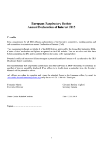 European Respiratory Society Annual Declaration of Interest 2015