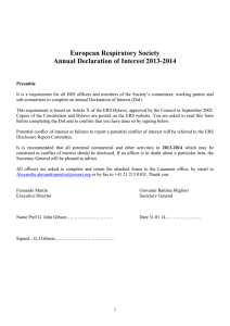 European Respiratory Society Annual Declaration of Interest 2013-2014
