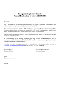 European Respiratory Society Annual Declaration of Interest 2013-2014