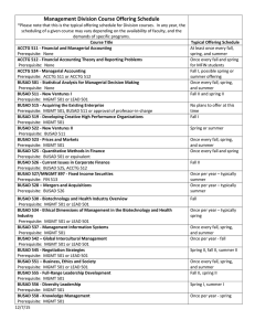 Management Division Course Offering Schedule