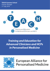 Training and Education for Advanced Clinicians and HCPs in Personalised Medicine