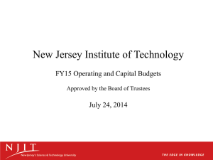 New Jersey Institute of Technology FY15 Operating and Capital Budgets