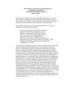 1. The meeting was called to order by Vice Chairperson DeCaprio,... Other Trustees in attendance were Board Members Babineau, Bone, Cistaro,