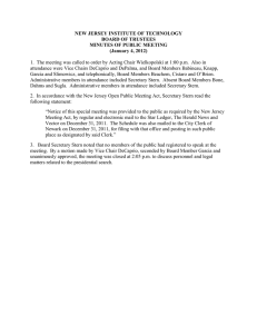 NEW JERSEY INSTITUTE OF TECHNOLOGY BOARD OF TRUSTEES MINUTES OF PUBLIC MEETING