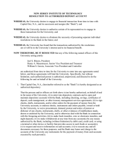 Capital One, N.A., and its successors and assigns (the “Bank”);... these transactions for the University; and NEW JERSEY INSTITUTE OF TECHNOLOGY