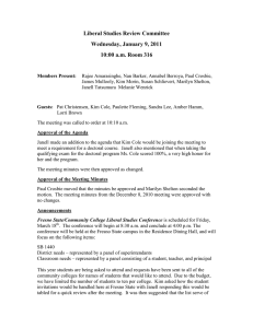 Liberal Studies Review Committee Wednesday, January 9, 2011 10:00 a.m. Room 316