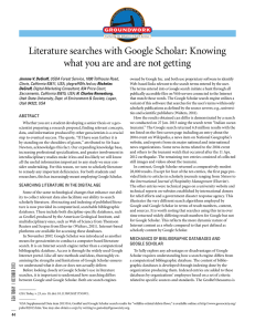 Literature searches with Google Scholar: Knowing