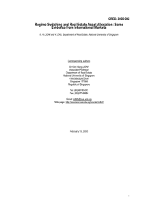 Regime Switching and Real Estate Asset Allocation: Some CRES: 2005-002