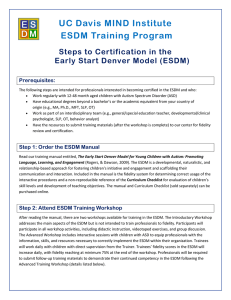 UC Davis MIND Institute ESDM Training Program Steps to Certification in the