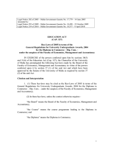 Legal Notice 202 of 2005 – Malta Government Gazette No.... Amended by: