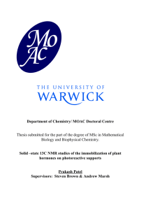 Department of Chemistry/ MOAC Doctoral Centre Biology and Biophysical Chemistry.