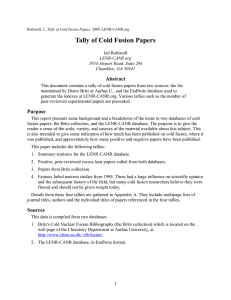 Tally of Cold Fusion Papers Abstract