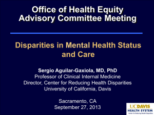 Office of Health Equity Advisory Committee Meeting Disparities in Health Status