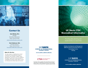 Contact Us UC Davis CTSC Biomedical Informatics Providing data planning and