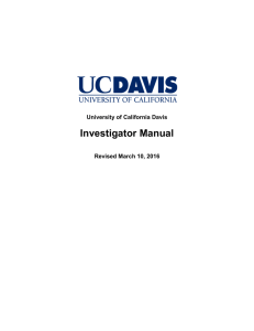Investigator Manual University of California Davis Revised March 10, 2016
