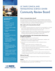 Community Review Board UC DAVIS CLINICAL AND TRANSLATIONAL SCIENCE CENTER Community Review
