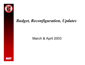 Budget, Reconfiguration, Updates March &amp; April 2003