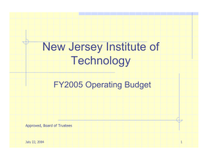New Jersey Institute of Technology FY2005 Operating Budget Approved, Board of Trustees