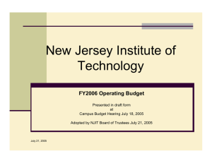 New Jersey Institute of Technology FY2006 Operating Budget