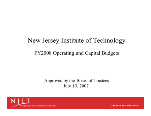 New Jersey Institute of Technology FY2008 Operating and Capital Budgets