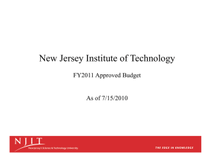 New Jersey Institute of Technology FY2011 Approved Budget As of 7/15/2010