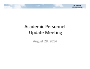 Academic Personnel Update Meeting August 28, 2014