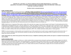 REPORT OF CATEGORY I, II AND III COMPENSATED OUTSIDE PROFESSIONAL... ADDITIONAL TEACHING ACTIVITIES AND INVESTMENT INTERESTS IN HEALTH INDUSTRY COMPANIES