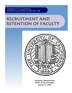 Recruitment and Retention of Faculty  Academic Advancement