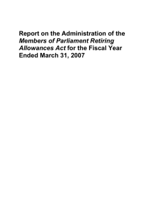Report on the Administration of the Ended March 31, 2007 Allowances Act