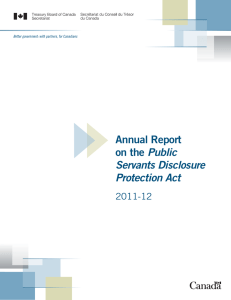 Annual Report Public Servants Disclosure Protection Act