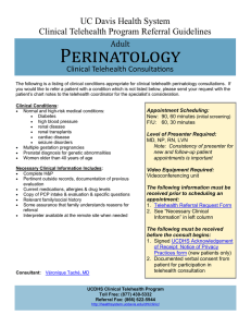 Perinatology Adult Clinical Telehealth Consultations