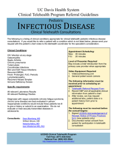 Infectious Disease UC Davis Health System Clinical Telehealth Program Referral Guidelines Pediatric