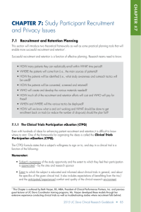 Study Participant Recruitment and Privacy Issues CHAPTER 7: CHAPTER #7