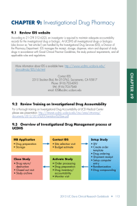 Investigational Drug Pharmacy CHAPTER 9: 9.1  Review IDS website