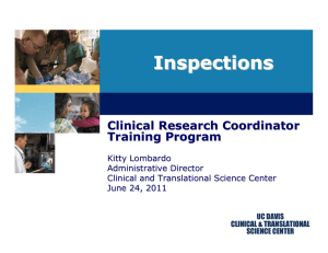 Inspections Clinical Research Coordinator Training Program Kitty Lombardo