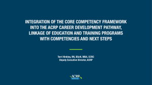 INTEGRATION OF THE CORE COMPETENCY FRAMEWORK