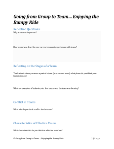 Going from Group to Team… Enjoying the Bumpy Ride Reflection Questions: