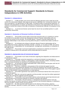 Standards for Commercial Support: Standards to Ensure Independence in CME Activities