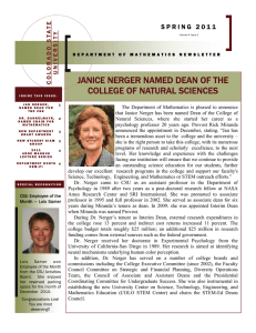JANICE NERGER NAMED DEAN OF THE COLLEGE OF NATURAL SCIENCES E