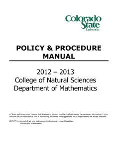 POLICY &amp; PROCEDURE MANUAL 2012 – 2013