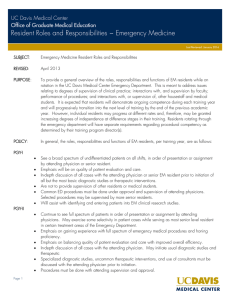 Resident Roles and Responsibilities ~ Emergency Medicine UC Davis Medical Center