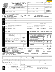 o PERSONAL DATA FORM