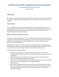 California Health eQuality Project Summary Acceleration Awards Project  PROBLEM