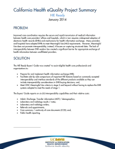 California Health eQuality Project Summary HIE Ready PROBLEM January 2014