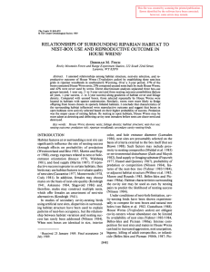 RELATIONSHIPS OF SURROUNDING RIPARIAN HABITAT TO HOUSE WRENS'