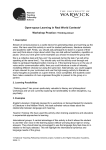 Open-space Learning in Real World Contexts* Workshop Practice: